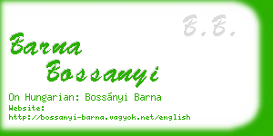 barna bossanyi business card